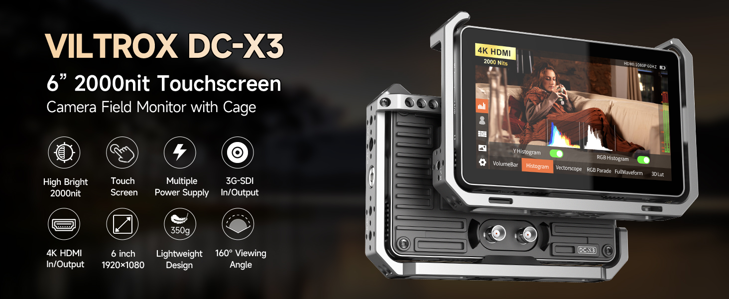 Amazon.com : VILTROX DC-X3 2000 Nits SDI Camera Field Monitor Kit